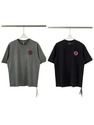 1:1 quality version Front Chest Round Cross Logo Patch Back Dagger Ornament Totem Embroidery Washed  T-shirt 2 colors 29306868