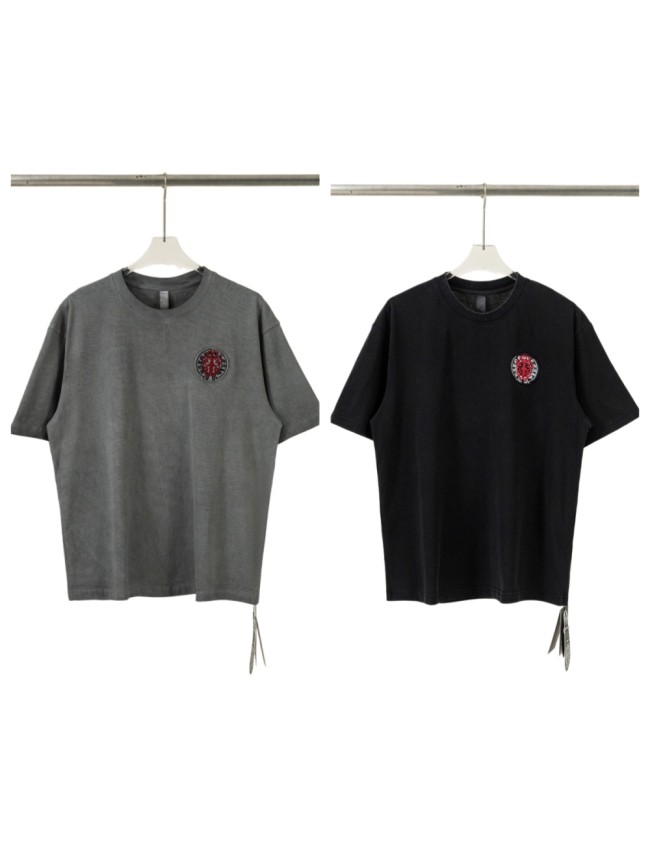1:1 quality version Front Chest Round Cross Logo Patch Back Dagger Ornament Totem Embroidery Washed  T-shirt 2 colors 29306868