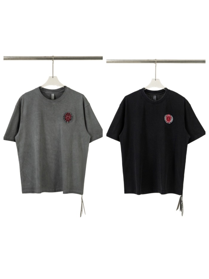 1:1 quality version Front Chest Round Cross Logo Patch Back Dagger Ornament Totem Embroidery Washed  T-shirt 2 colors 29306868