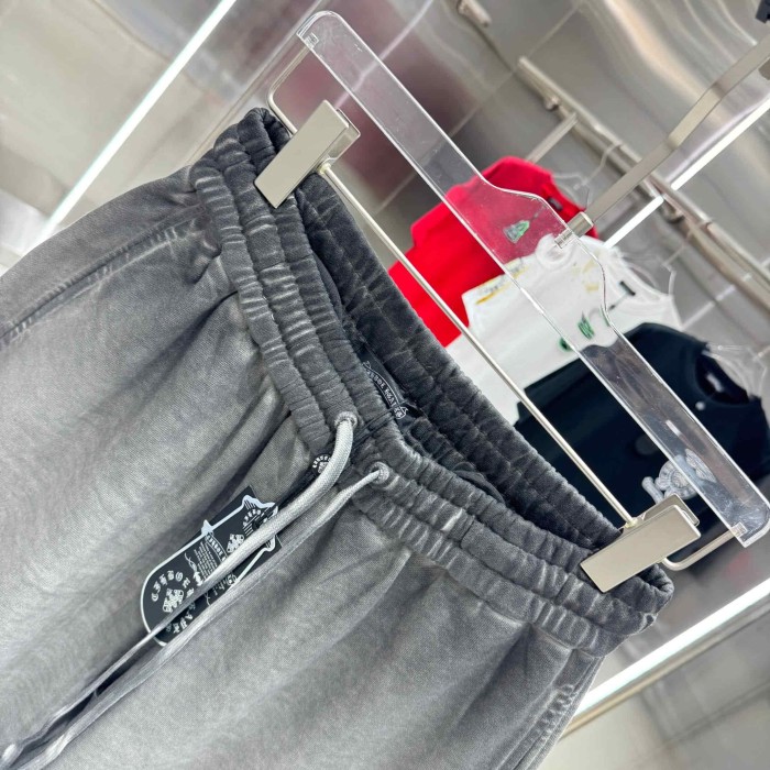 Cross Leather Patch Embroidery Gradient Washed Drawstring Sweat Shorts 3 colors 29306874