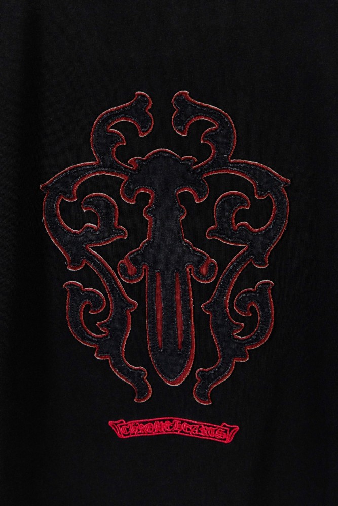 1:1 quality version Front Chest Round Cross Logo Patch Back Dagger Ornament Totem Embroidery Washed  T-shirt 2 colors 29306868