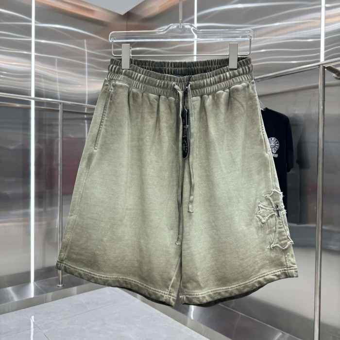 Cross Leather Patch Embroidery Gradient Washed Drawstring Sweat Shorts 3 colors 29306874