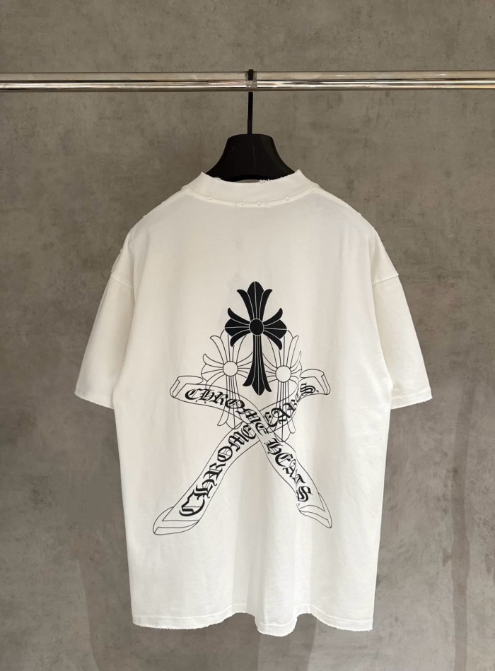 1:1 quality version Small Cross Ribbon Scroll Letter Back Large Ornate Floral Cross Interlaced Banner Gothic T-shirt 2 colors 29306939