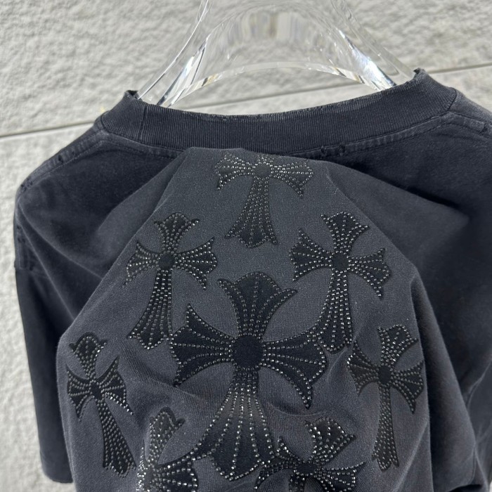 1:1 quality version Front Mini Triple Cross Logo Back Diamond Stacked Cross Gothic Script Print  T-shirt 4 colors 29306896
