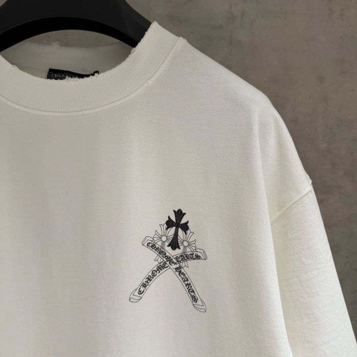 1:1 quality version Small Cross Ribbon Scroll Letter Back Large Ornate Floral Cross Interlaced Banner Gothic T-shirt 2 colors 29306939