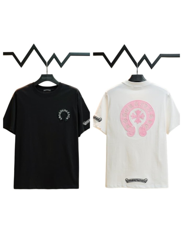 1:1 quality version Gothic Letter Print Back Full Circular Horseshoe Cross Embroidery Print T-shirt 2 colors 29306923