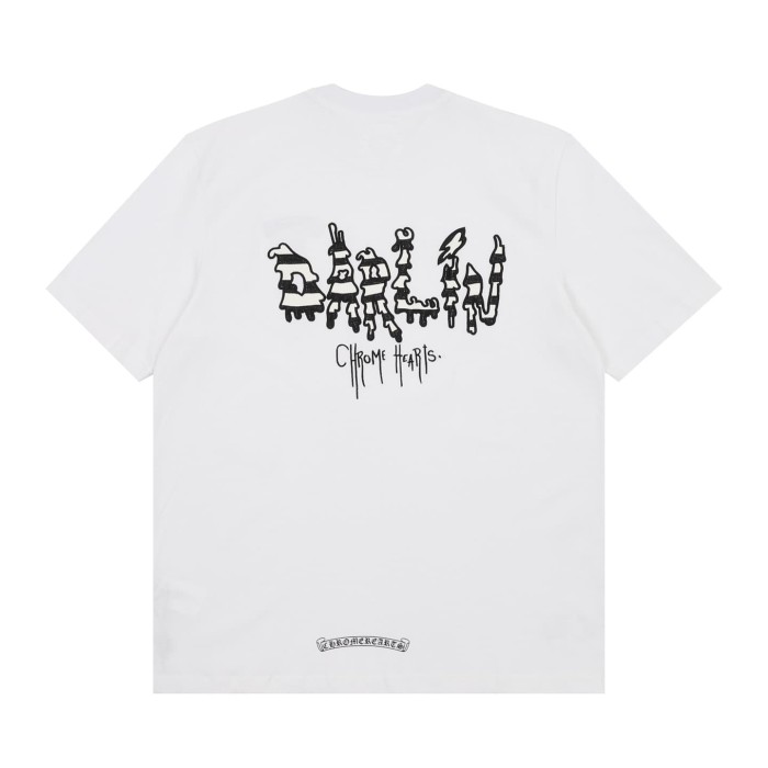 1:1 quality version Front Vertical Gothic Text Emblem Back Hand Drawn Graffiti Character Print T-shirt 2 colors 29306870