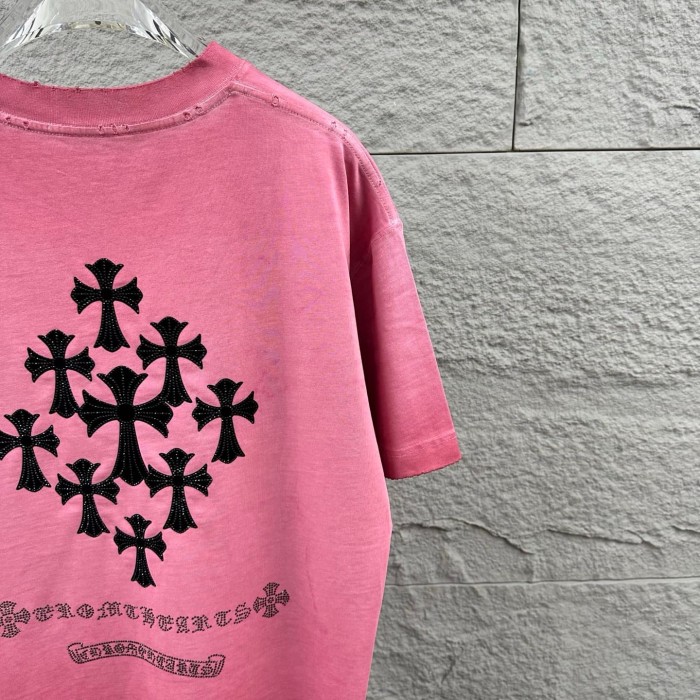 1:1 quality version Front Mini Triple Cross Logo Back Diamond Stacked Cross Gothic Script Print  T-shirt 4 colors 29306896