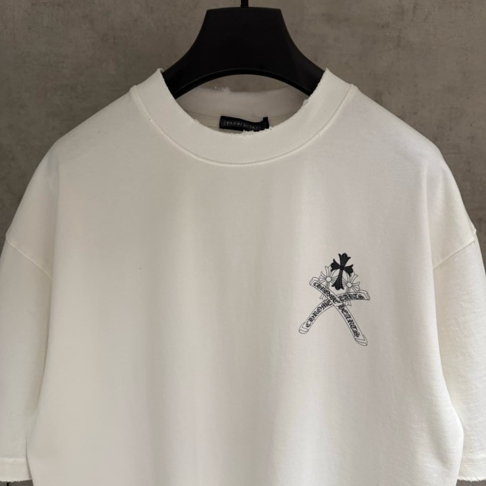 1:1 quality version Small Cross Ribbon Scroll Letter Back Large Ornate Floral Cross Interlaced Banner Gothic T-shirt 2 colors 29306939