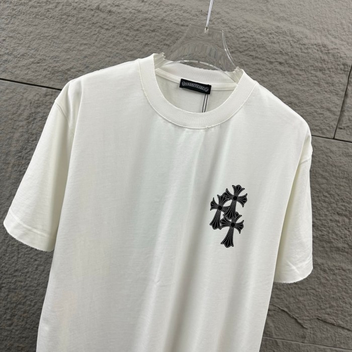 1:1 quality version Front Mini Triple Cross Logo Back Diamond Stacked Cross Gothic Script Print  T-shirt 4 colors 29306896