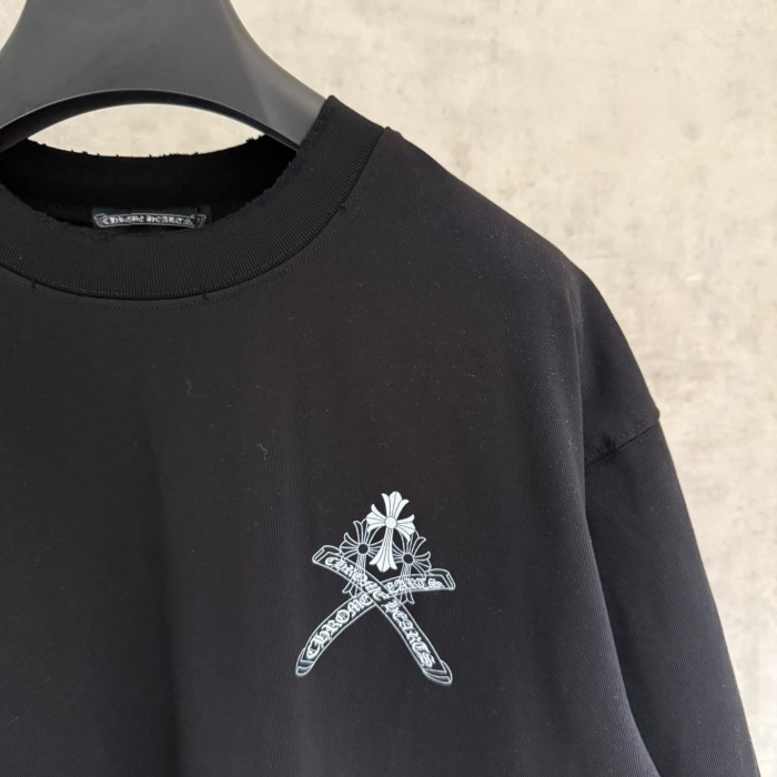 1:1 quality version Small Cross Ribbon Scroll Letter Back Large Ornate Floral Cross Interlaced Banner Gothic T-shirt 2 colors 29306939