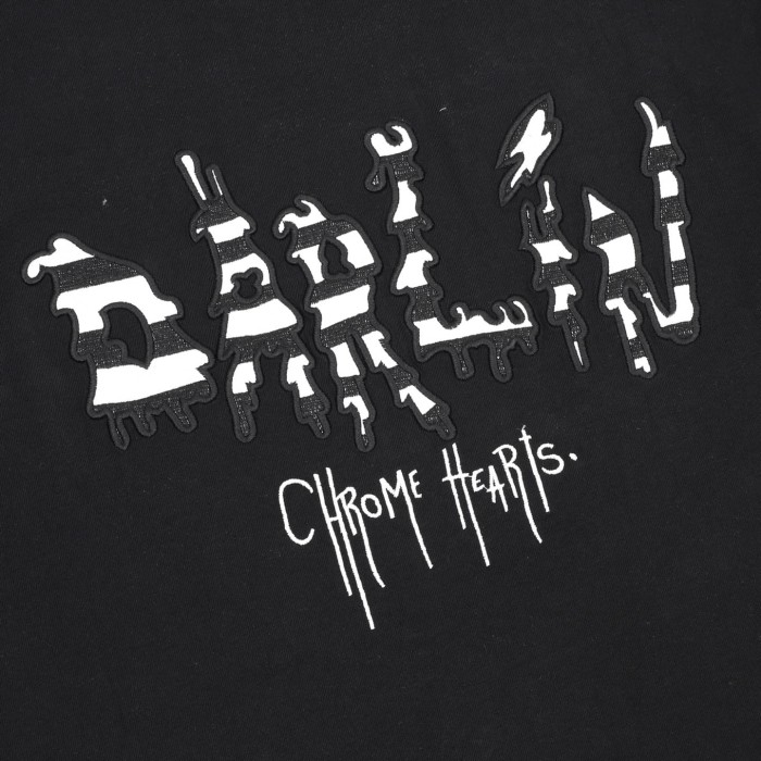 1:1 quality version Front Vertical Gothic Text Emblem Back Hand Drawn Graffiti Character Print T-shirt 2 colors 29306870