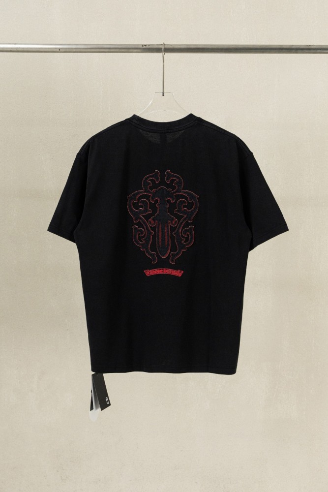 1:1 quality version Front Chest Round Cross Logo Patch Back Dagger Ornament Totem Embroidery Washed  T-shirt 2 colors 29306868