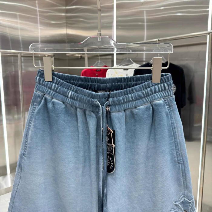 Cross Leather Patch Embroidery Gradient Washed Drawstring Sweat Shorts 3 colors 29306874
