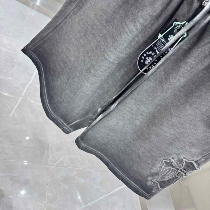 Cross Leather Patch Embroidery Gradient Washed Drawstring Sweat Shorts 3 colors 29306874