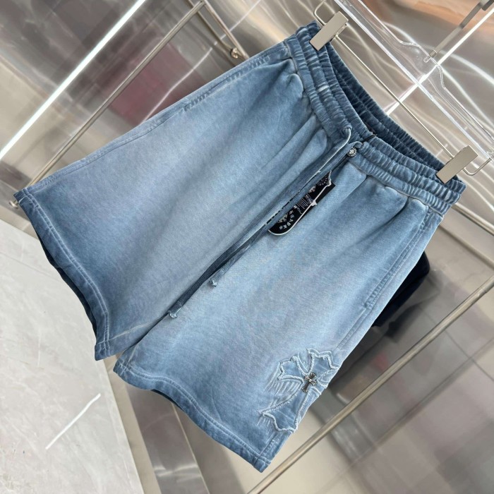 Cross Leather Patch Embroidery Gradient Washed Drawstring Sweat Shorts 3 colors 29306874