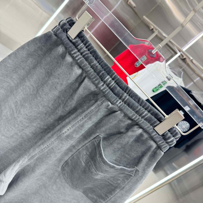 Cross Leather Patch Embroidery Gradient Washed Drawstring Sweat Shorts 3 colors 29306874