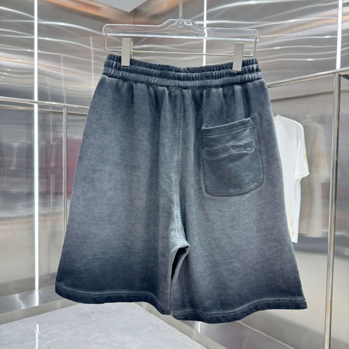 Circle Frayed Edge Patch Embroidery Gradient Washed Drawstring Sweat Shorts 3 colors 29306876