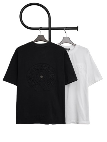 1:1 quality version Front Mini Horseshoe Logo Back Big Circular Horseshoe Ring Cross Embossed Print T-shirt 2 colors 29306904