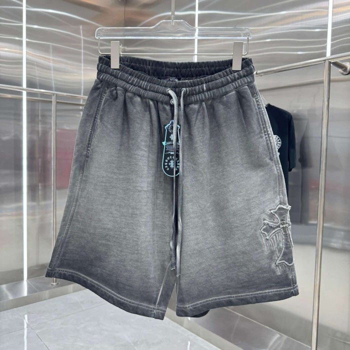 Cross Leather Patch Embroidery Gradient Washed Drawstring Sweat Shorts 3 colors 29306874