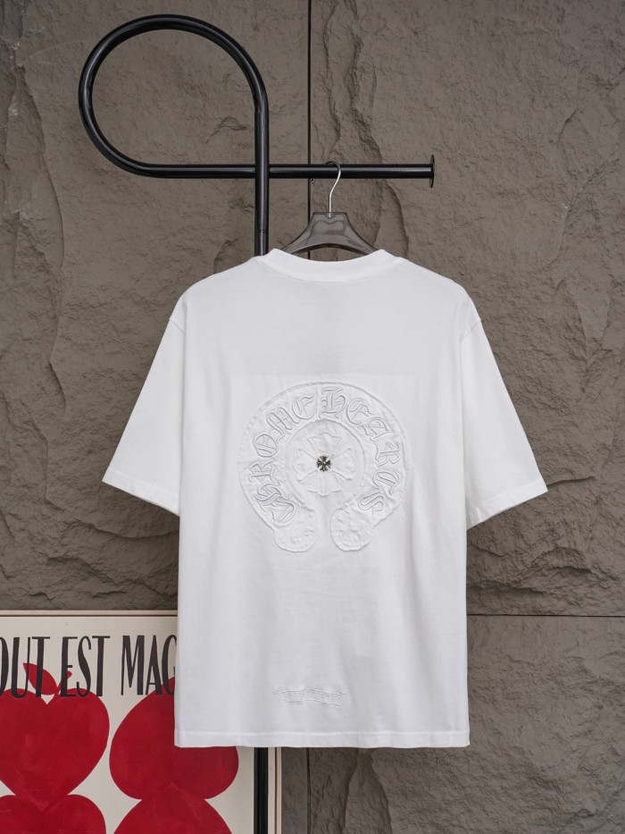 1:1 quality version Front Mini Horseshoe Logo Back Big Circular Horseshoe Ring Cross Embossed Print T-shirt 2 colors 29306904