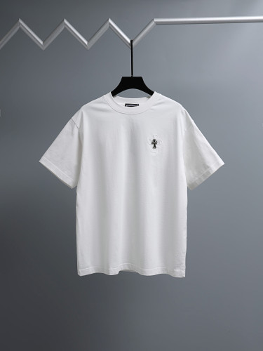1:1 quality version Front Chest Raw Edge Cross Rivet Patch Logo Back Large Horseshoe Circle Embossed Print T-shirt 2 colors 29306946