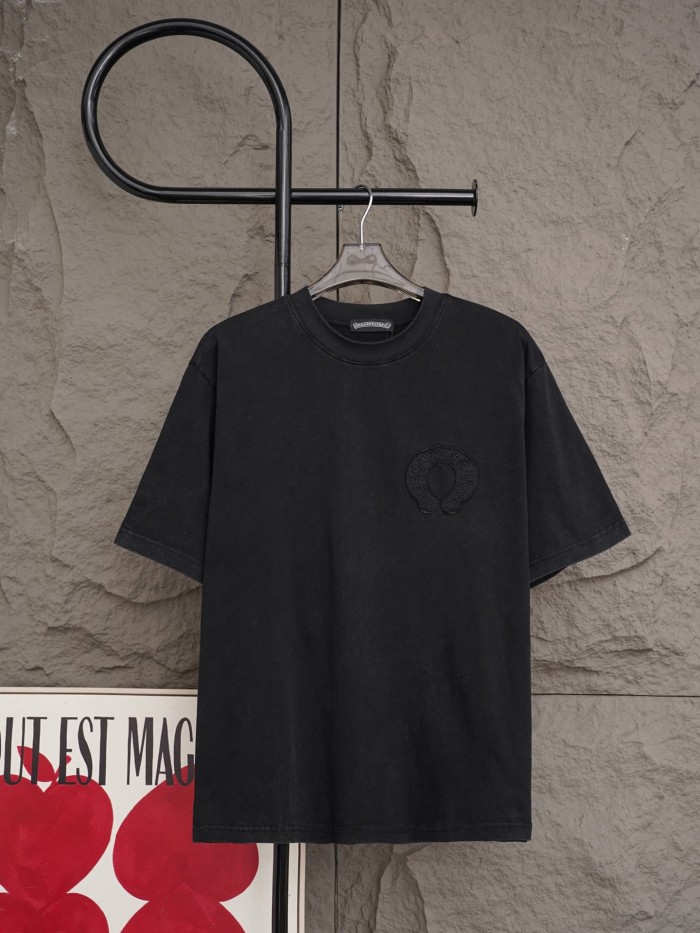 1:1 quality version Front Mini Horseshoe Logo Back Big Circular Horseshoe Ring Cross Embossed Print T-shirt 2 colors 29306904