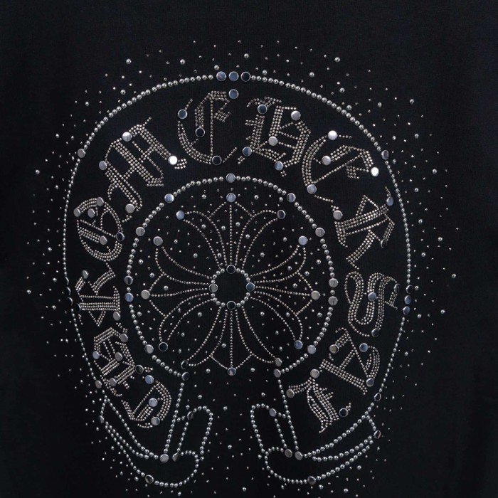 1:1 quality version High Street Horseshoe Cross Rhinestone Hot Drill Print Oversized T-shirt 2 colors 29319410