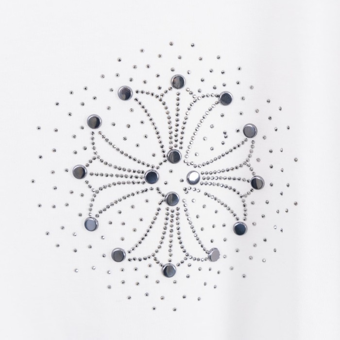 1:1 quality version High Street Horseshoe Cross Rhinestone Hot Drill Print Oversized T-shirt 2 colors 29319410