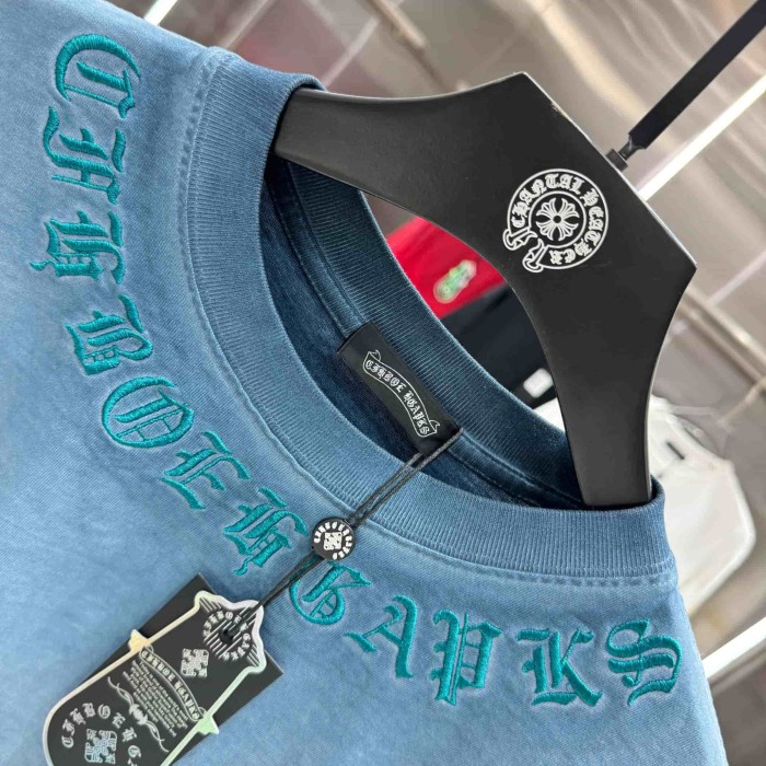 1:1 quality version Vintage Tee Neck Wrap Gothic Letter Back Drip 3D Raised Cross Embroidery Washed Oversized T-shirt 2 colors 29319455
