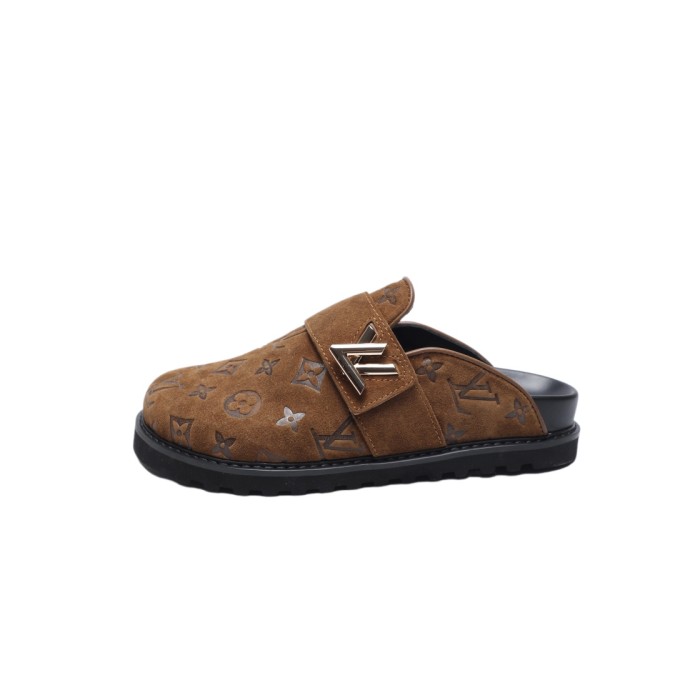 1:1 quality version Embossed Metal Logo Buckle Closed Toe Mule Slides 7 colors 29319389