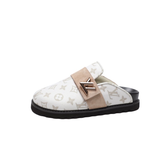 1:1 quality version Embossed Metal Logo Buckle Closed Toe Mule Slides 7 colors 29319389
