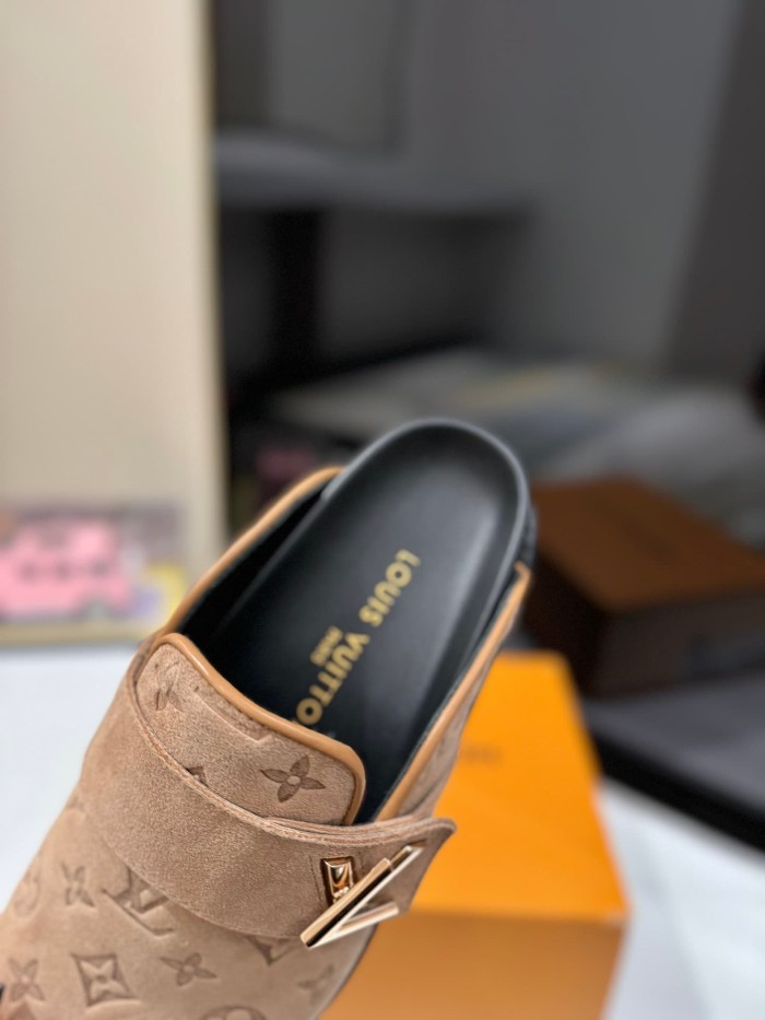 1:1 quality version Embossed Metal Logo Buckle Closed Toe Mule Slides 7 colors 29319389