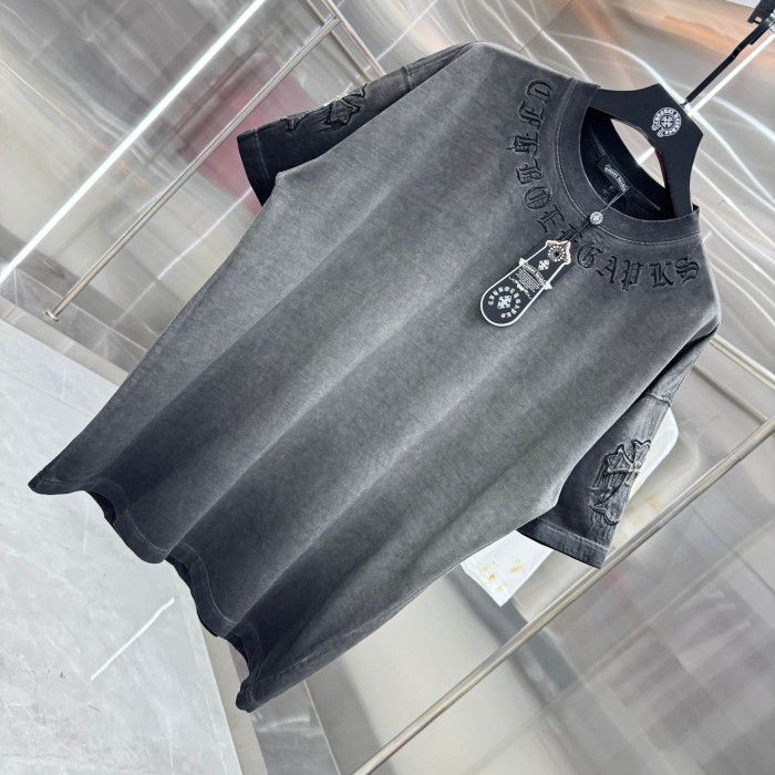 1:1 quality version Vintage Tee Neck Wrap Gothic Letter Back Drip 3D Raised Cross Embroidery Washed Oversized T-shirt 2 colors 29319455