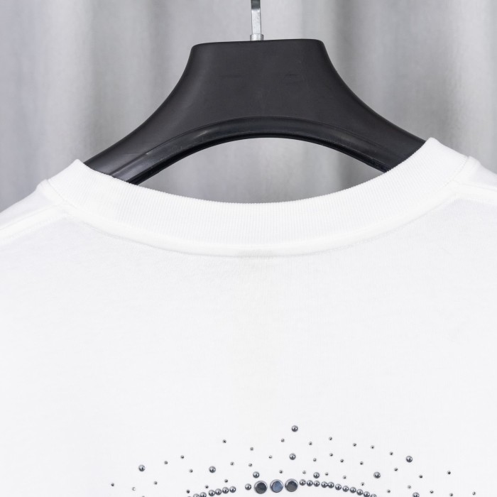 1:1 quality version High Street Horseshoe Cross Rhinestone Hot Drill Print Oversized T-shirt 2 colors 29319410