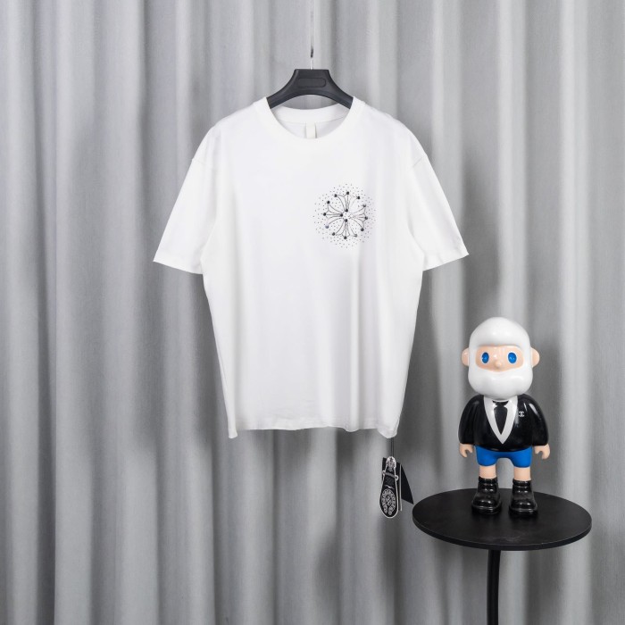 1:1 quality version High Street Horseshoe Cross Rhinestone Hot Drill Print Oversized T-shirt 2 colors 29319410