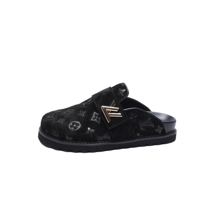 1:1 quality version Embossed Metal Logo Buckle Closed Toe Mule Slides 7 colors 29319389