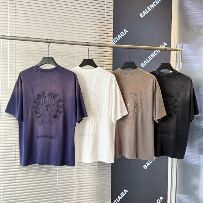 1:1 quality version American Acid Washed Vintage Laser Burned Cross Patch Embroidery Couple Washed T-shirt 4 colors 29319433