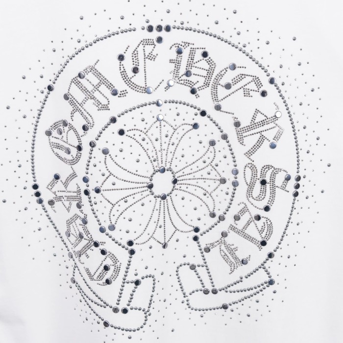 1:1 quality version High Street Horseshoe Cross Rhinestone Hot Drill Print Oversized T-shirt 2 colors 29319410