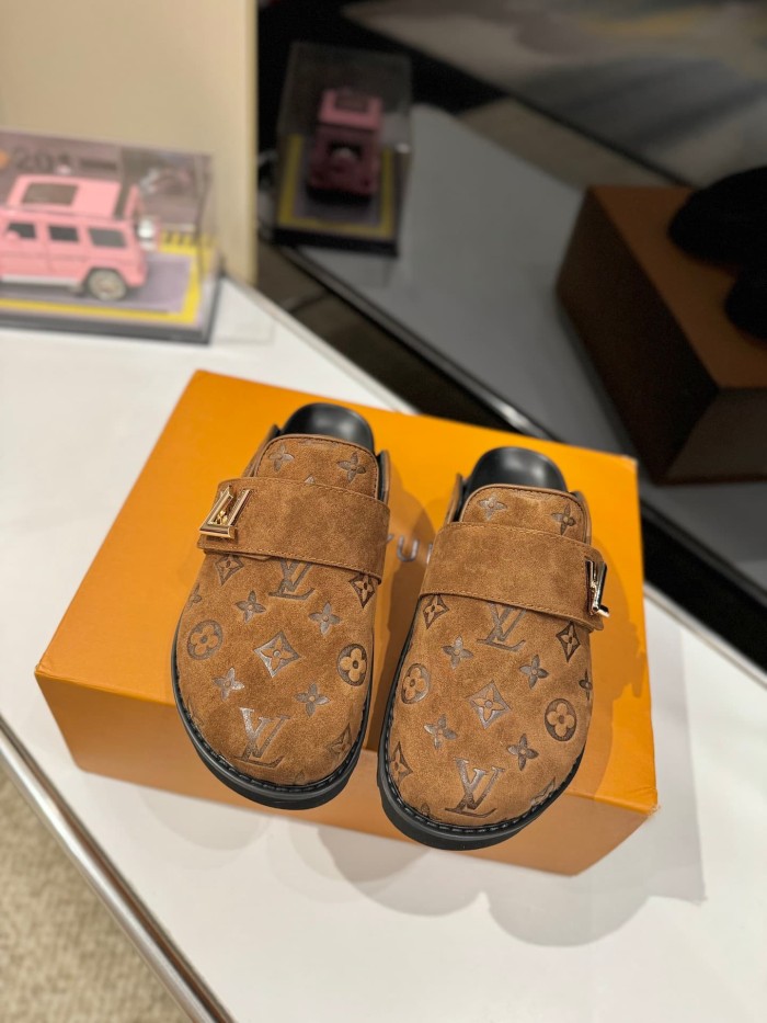 1:1 quality version Embossed Metal Logo Buckle Closed Toe Mule Slides 7 colors 29319389