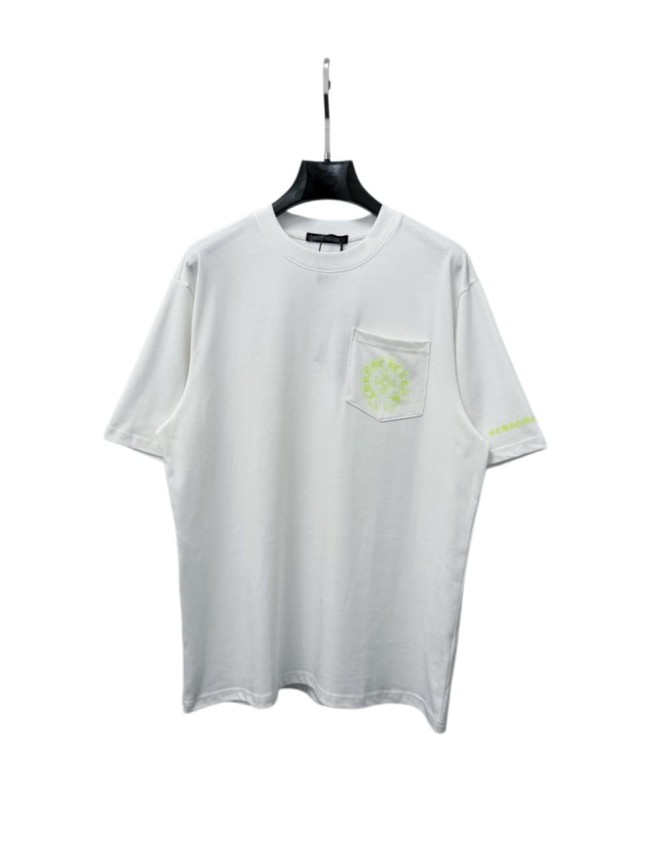 1:1 quality version Fluorescent Green Horseshoe Cross Print Pocket Detail Oversized Crew Neck T-shirt 2 colors 29319396