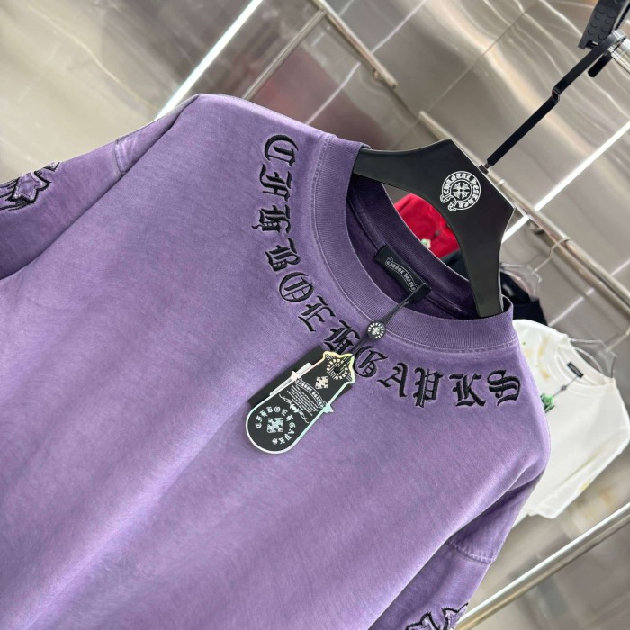 1:1 quality version Vintage Tee Neck Wrap Gothic Letter Back Drip 3D Raised Cross Embroidery Washed Oversized T-shirt 2 colors 29319455
