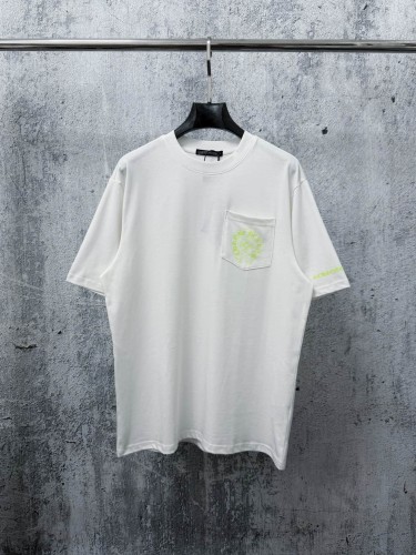 1:1 quality version Fluorescent Green Horseshoe Cross Print Pocket Detail Oversized Crew Neck T-shirt 2 colors 29319396