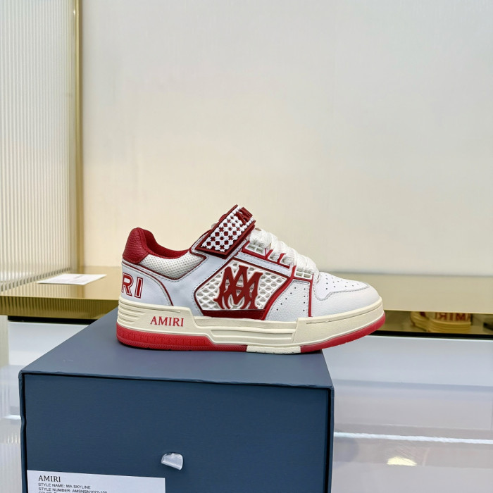 1:1 quality version Checker Velcro Round Toe Low Top Men Skate Shoes Ma Skyline Cow Leather Mesh Sneakers 3 colors 29315451