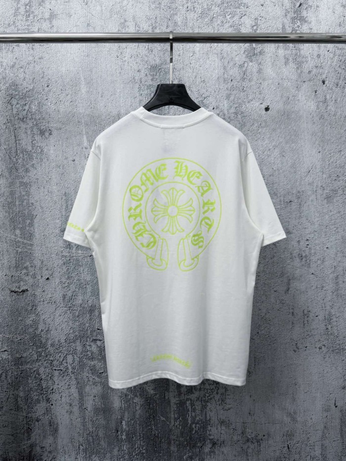 1:1 quality version Fluorescent Green Horseshoe Cross Print Pocket Detail Oversized Crew Neck T-shirt 2 colors 29319396