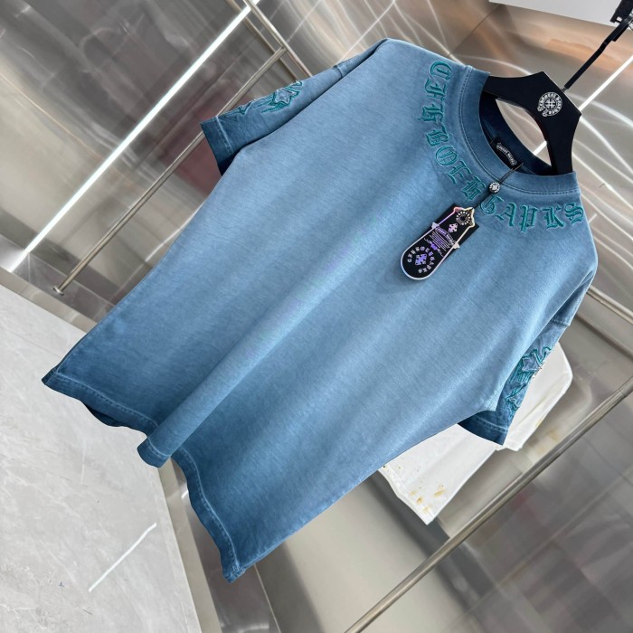 1:1 quality version Vintage Tee Neck Wrap Gothic Letter Back Drip 3D Raised Cross Embroidery Washed Oversized T-shirt 2 colors 29319455