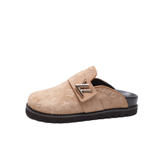1:1 quality version Embossed Metal Logo Buckle Closed Toe Mule Slides 7 colors 29319389