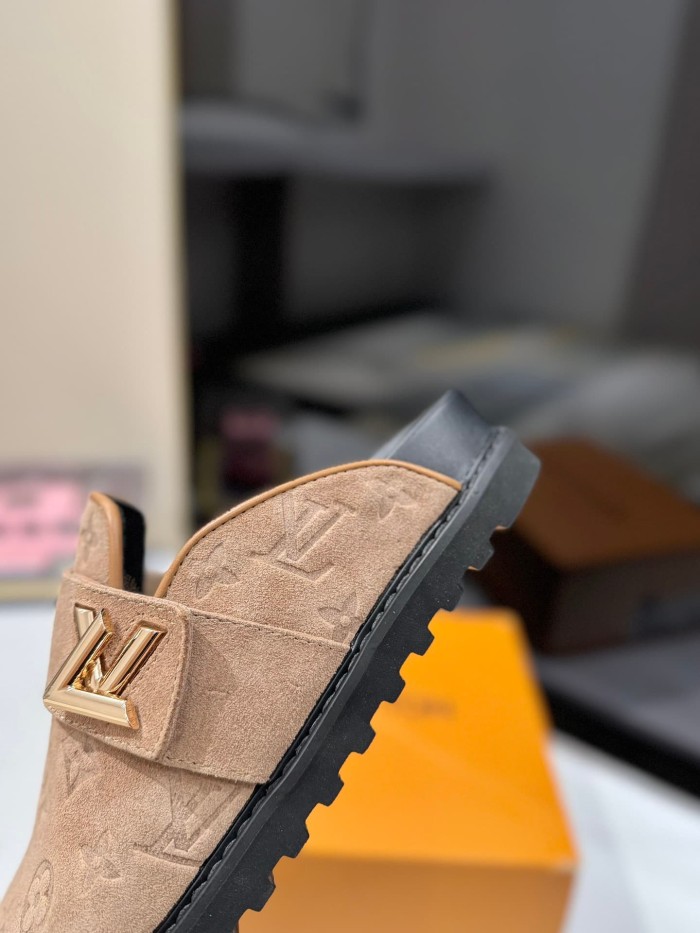 1:1 quality version Embossed Metal Logo Buckle Closed Toe Mule Slides 7 colors 29319389