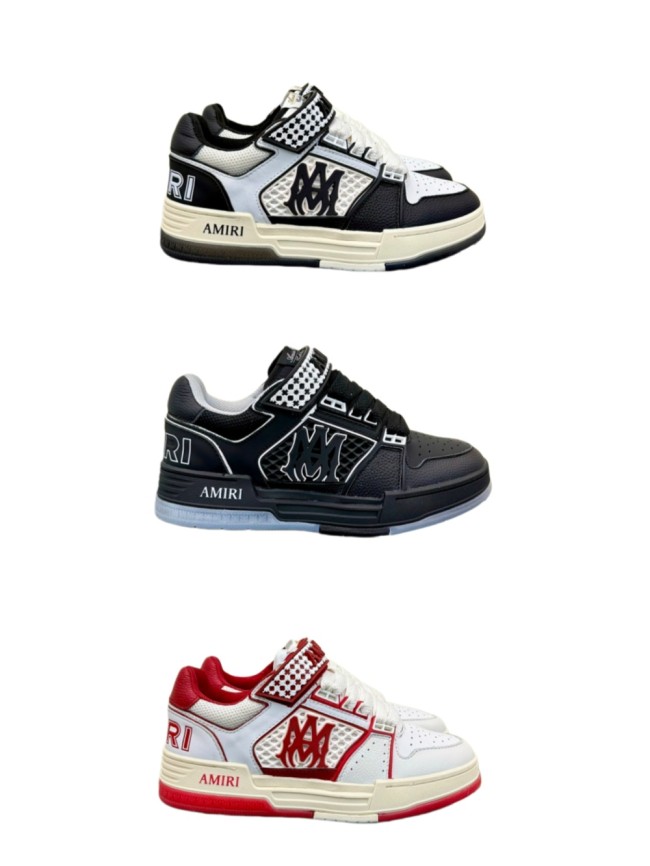 1:1 quality version Checker Velcro Round Toe Low Top Men Skate Shoes Ma Skyline Cow Leather Mesh Sneakers 3 colors 29315451