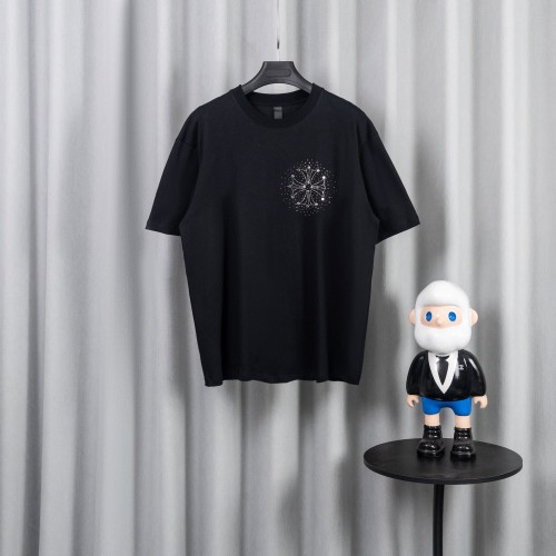1:1 quality version High Street Horseshoe Cross Rhinestone Hot Drill Print Oversized T-shirt 2 colors 29319410